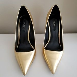 Gold Stilletto Pumps (High Heel Court Shoes)